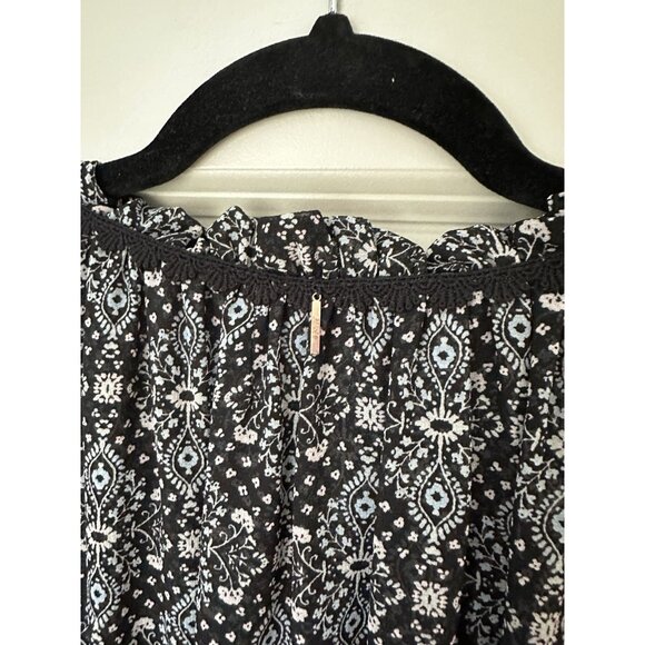 MISA LA Marcele Bell Sleeve Printed Bohemian Midi Dress Black Blue Small - Picture 5 of 9